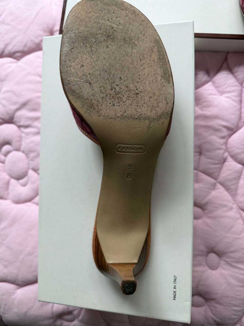 Coach Rose Signature Slide Mules with Tan Trim - Picture 9 of 11